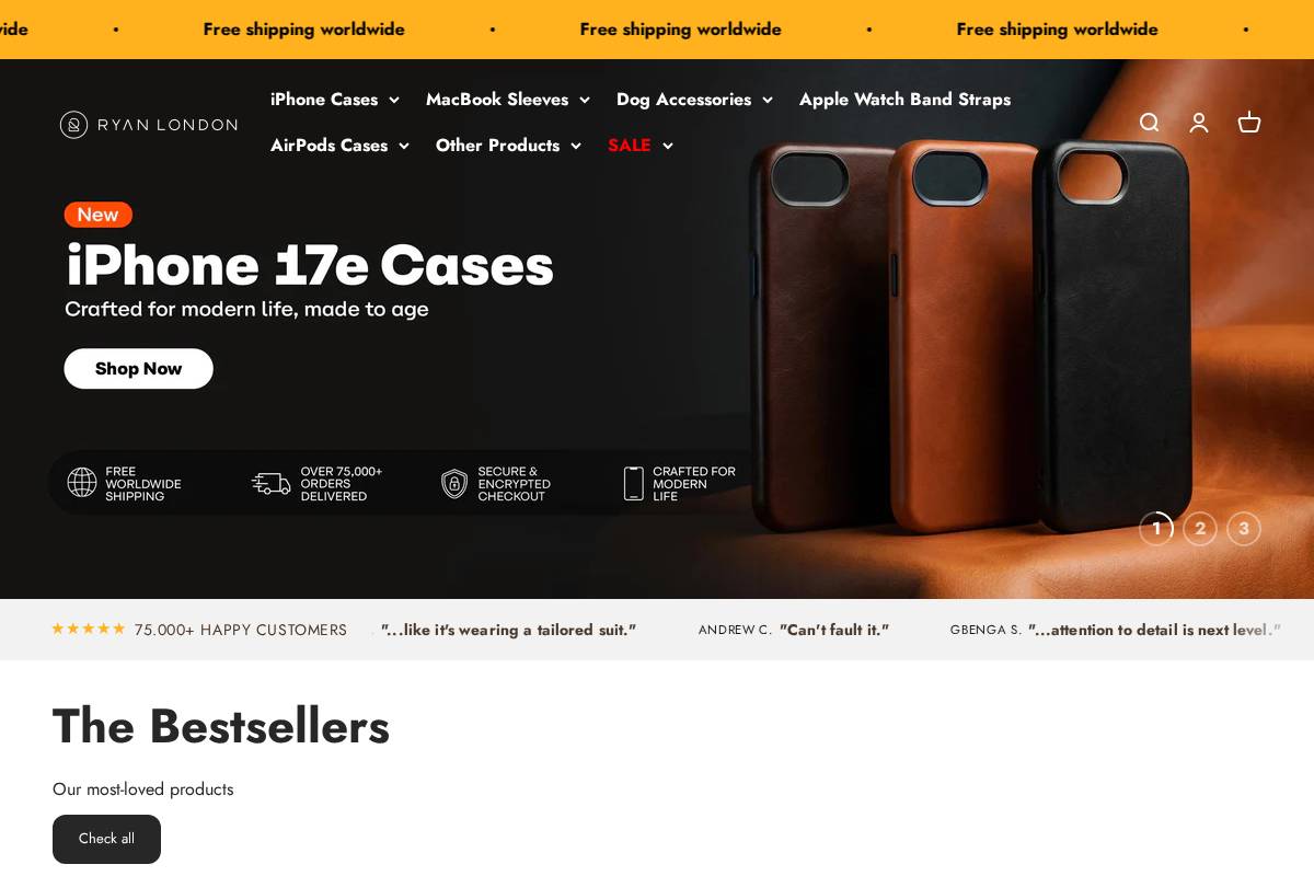 RYAN London homepage screenshot