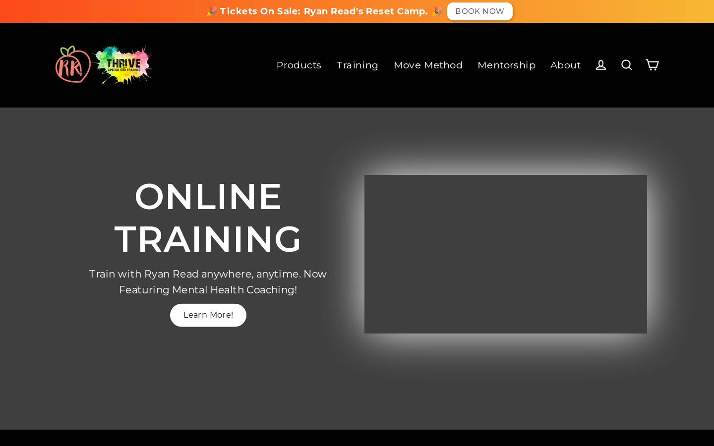 ryanreadthrive.com homepage screenshot