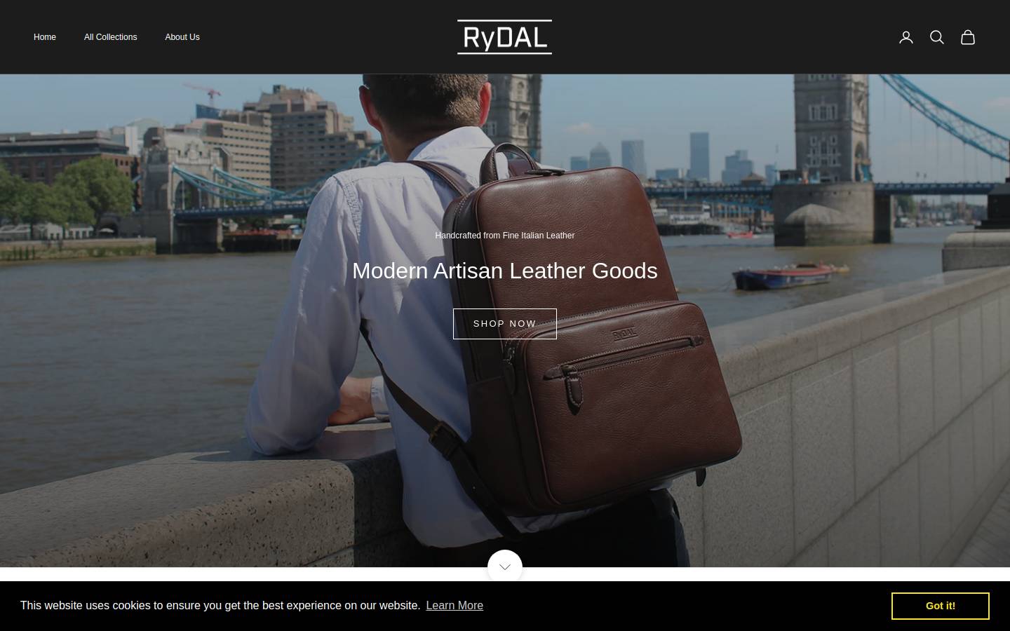 Rydal Bags homepage screenshot