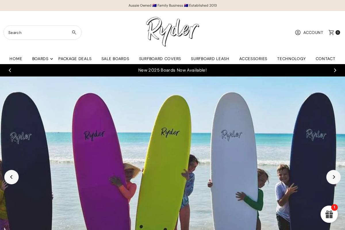ryderboards.com.au homepage screenshot