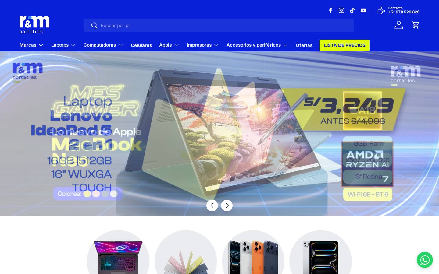 rymportatiles.com.pe homepage screenshot
