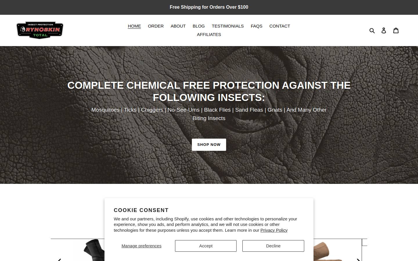 rynoskin.com homepage screenshot