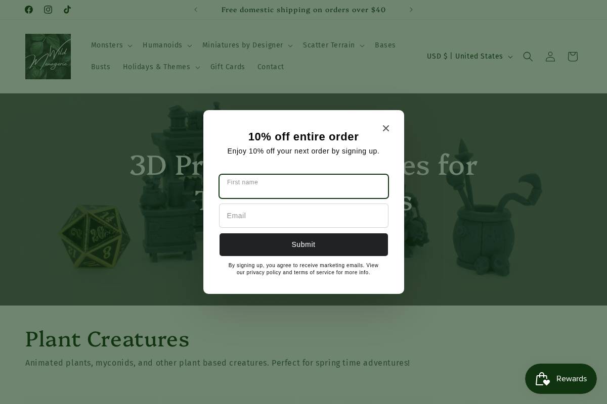 rynswildmenagerie.com homepage screenshot