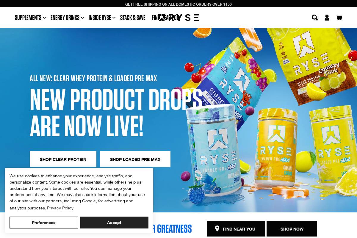 rysesupps.com homepage screenshot