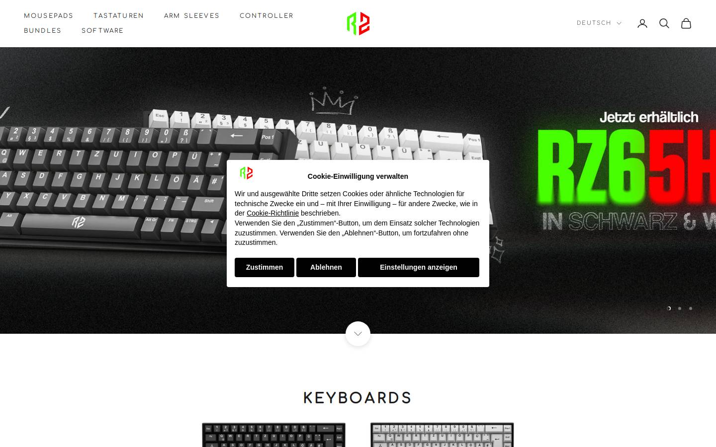 RZ Gaming homepage screenshot