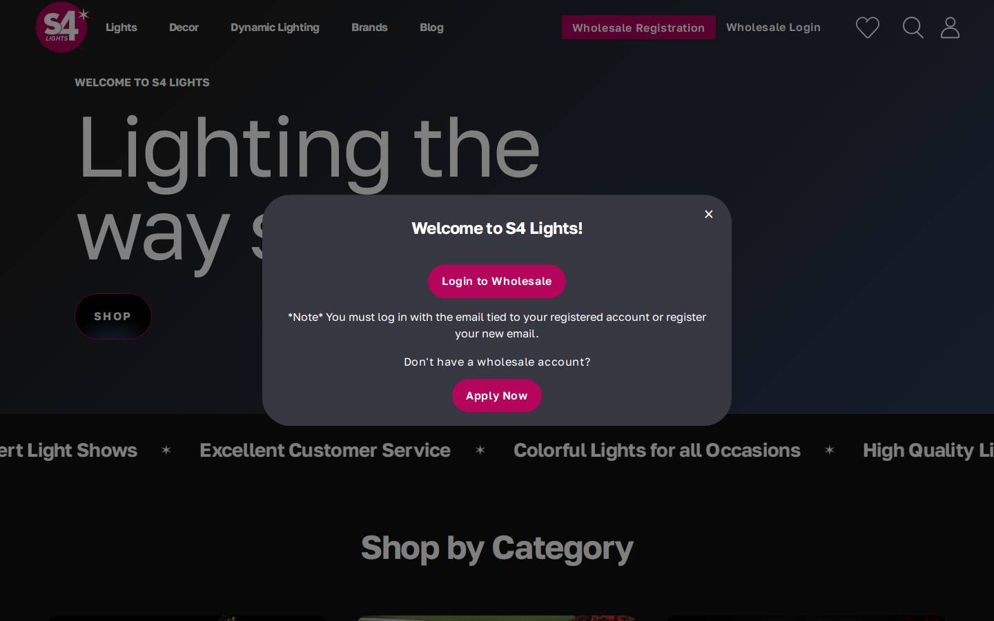s4lights.com homepage screenshot