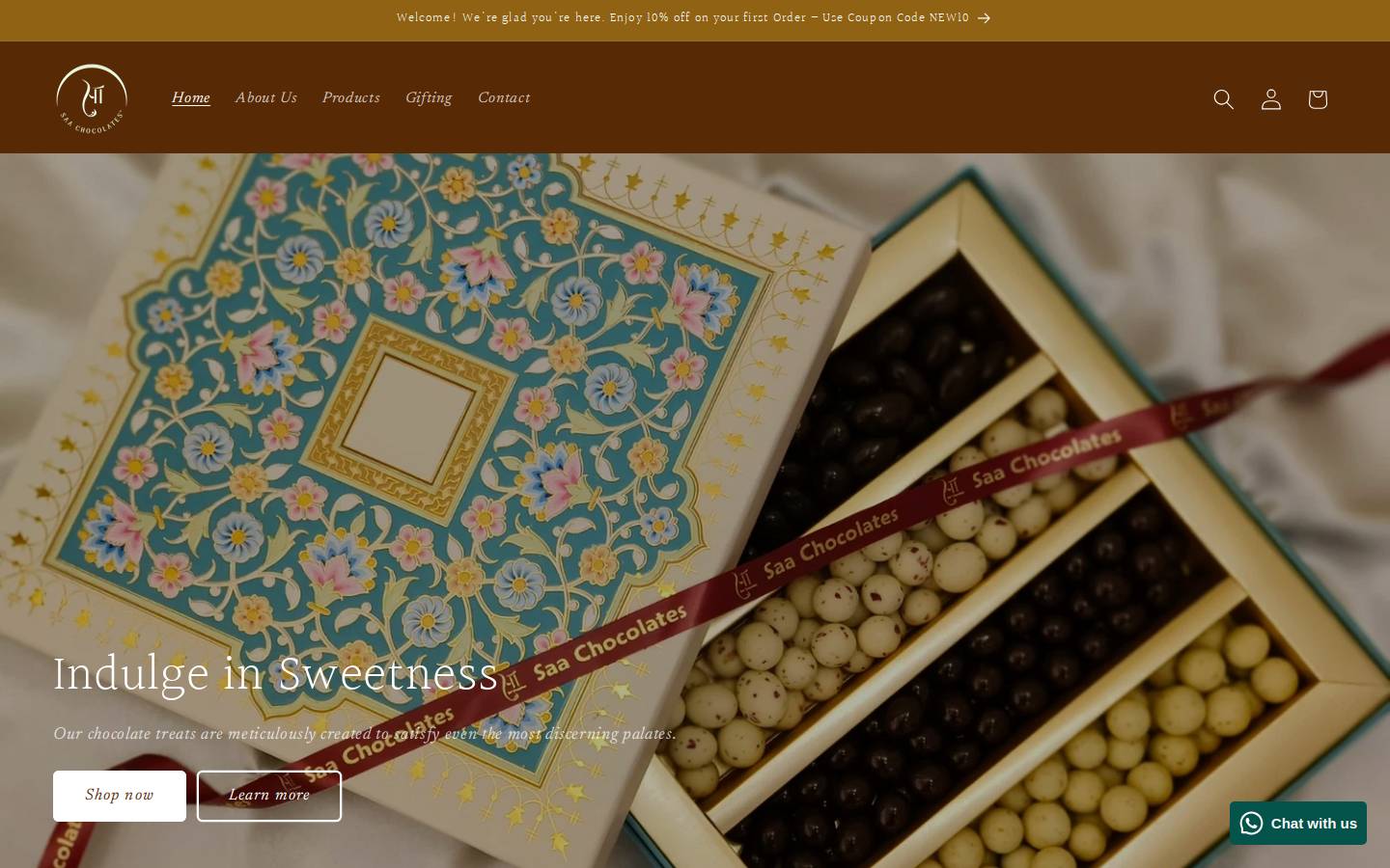 saachocolates.com homepage screenshot
