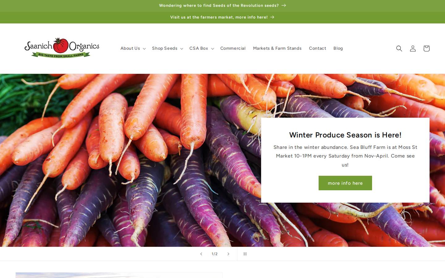 saanichorganics.com homepage screenshot