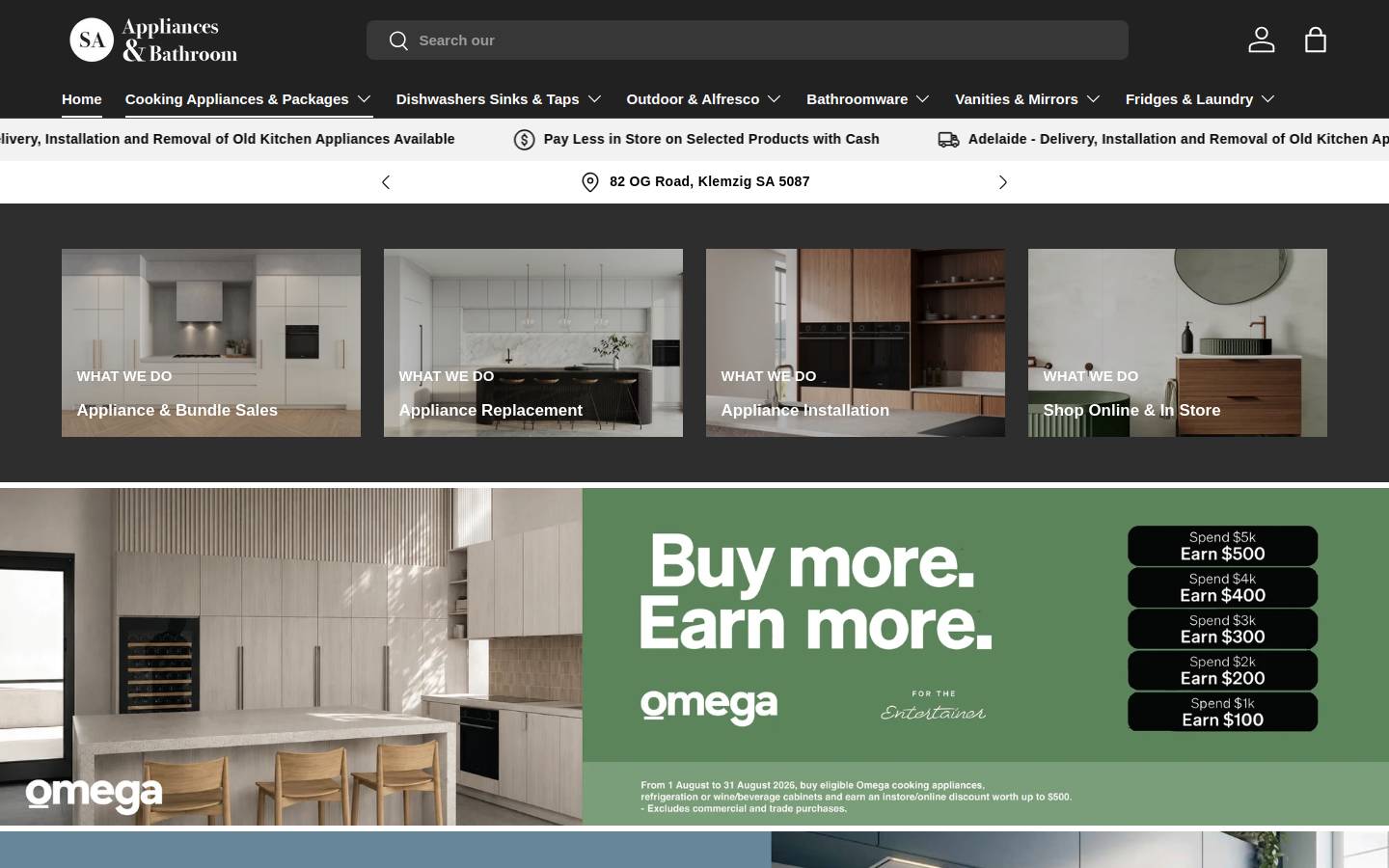saappliancewarehouse.com.au homepage screenshot