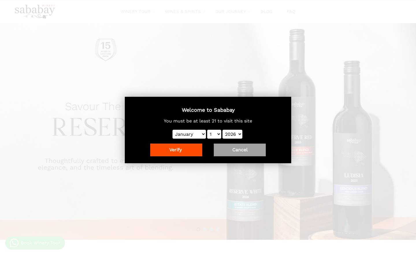 sababaywinery.com homepage screenshot