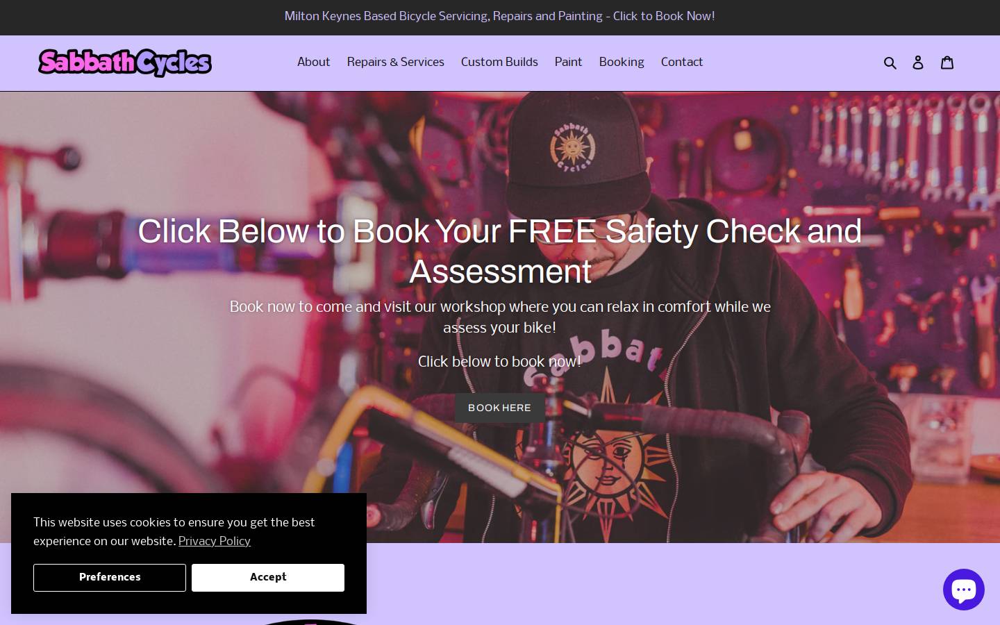 sabbathcycles.com homepage screenshot
