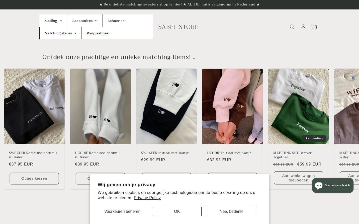 SABEL STORE homepage screenshot