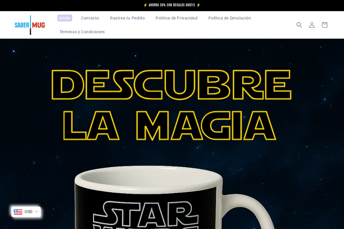 SaberMug homepage screenshot