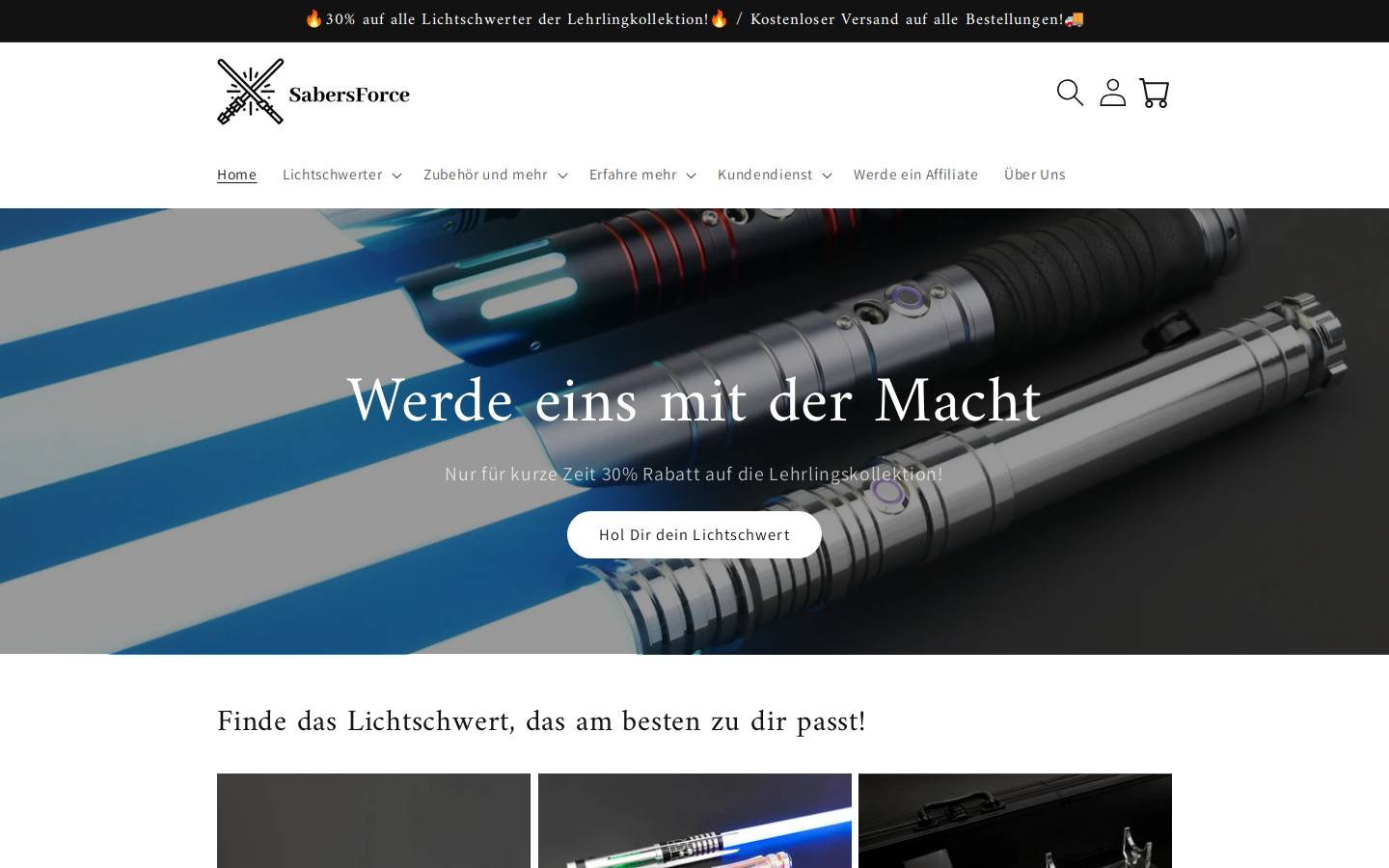 SabersForce homepage screenshot