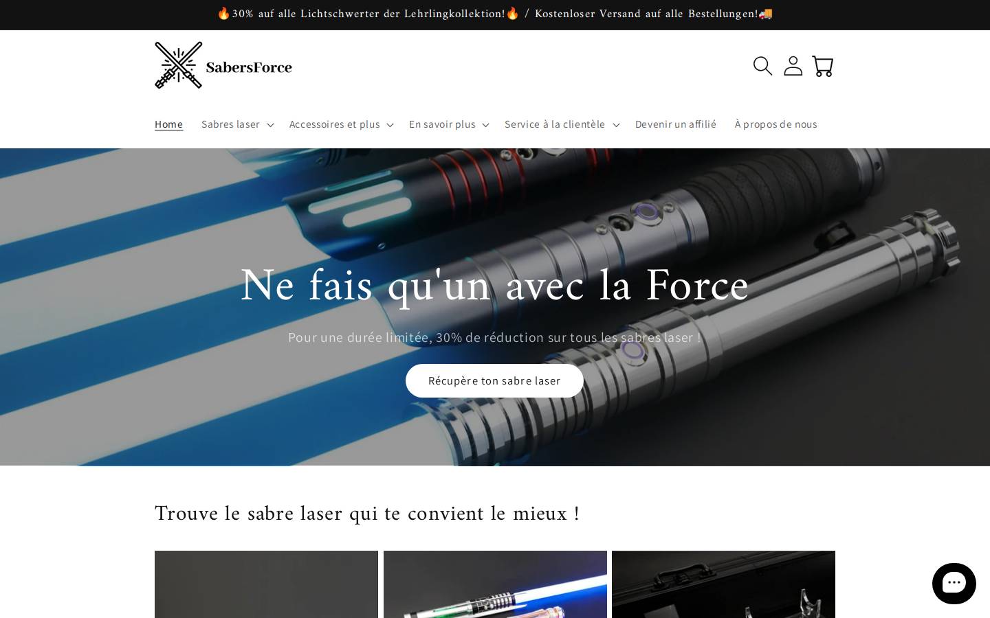 sabersforce.fr homepage screenshot