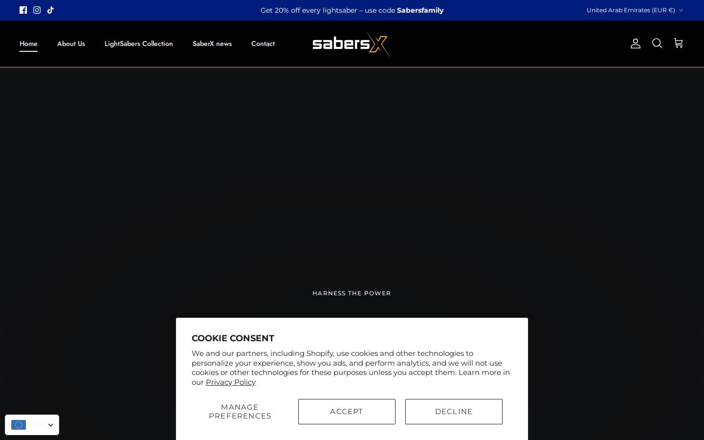 sabersx.com homepage screenshot