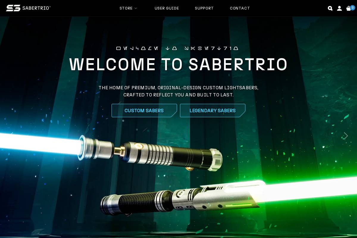 Sabertrio homepage screenshot