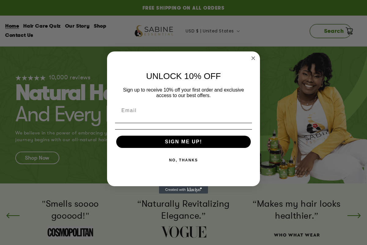 sabineessential.com homepage screenshot