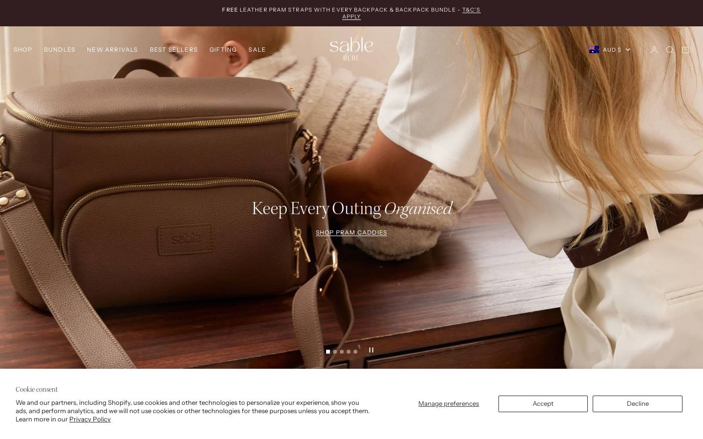 Sablebebe homepage screenshot