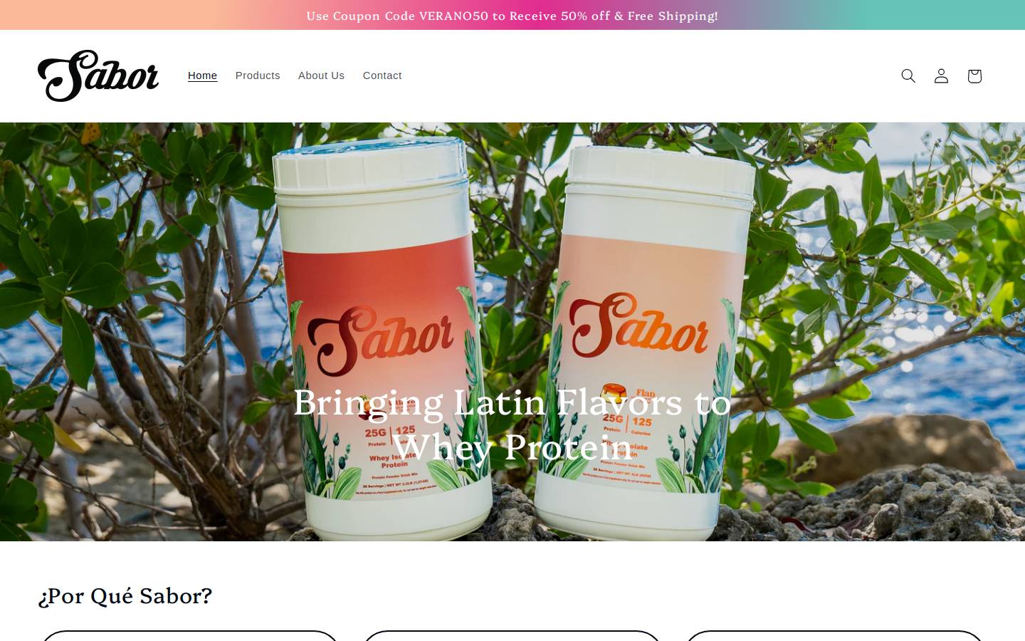 saborprotein.com homepage screenshot