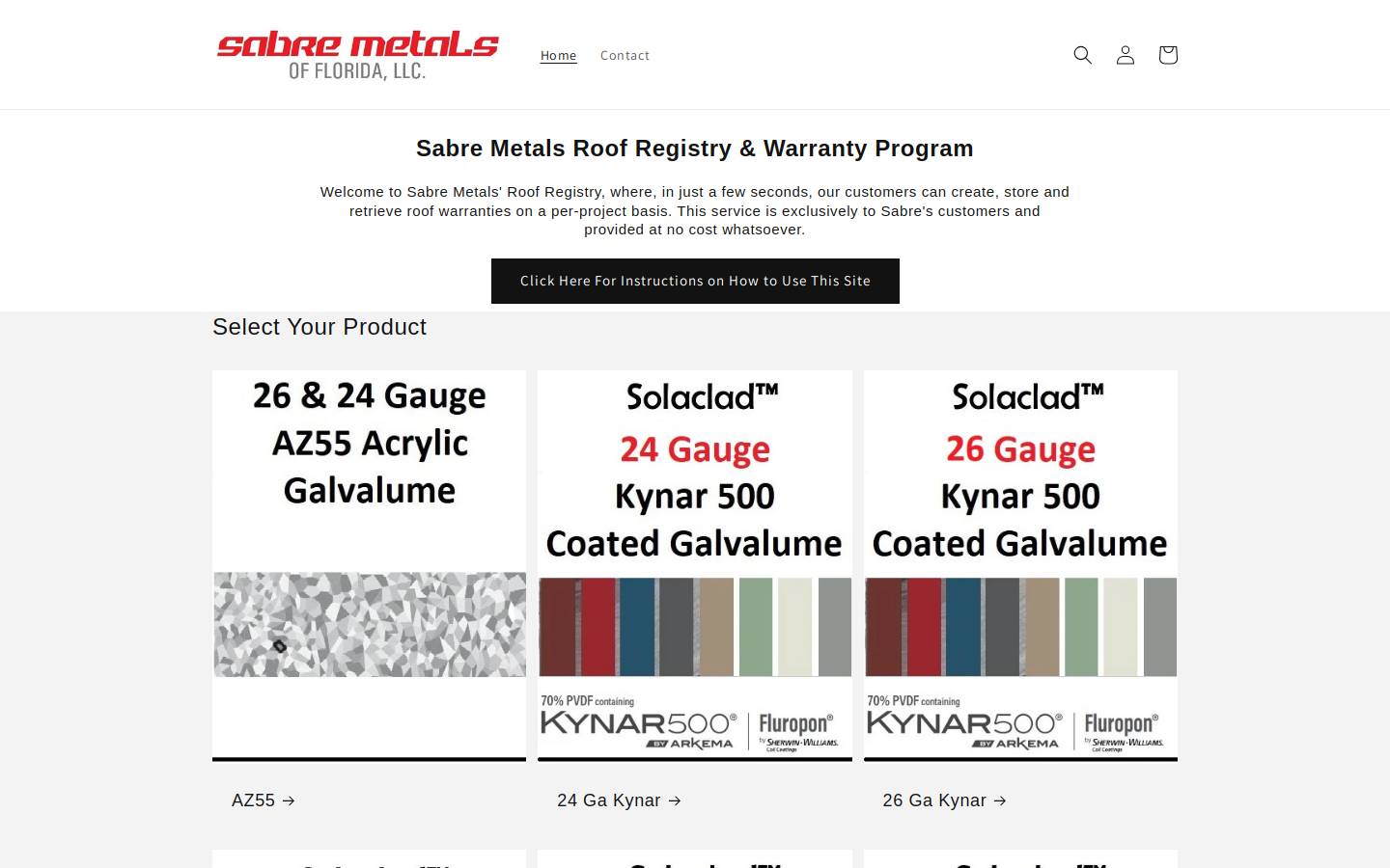 sabre-warranty.com homepage screenshot