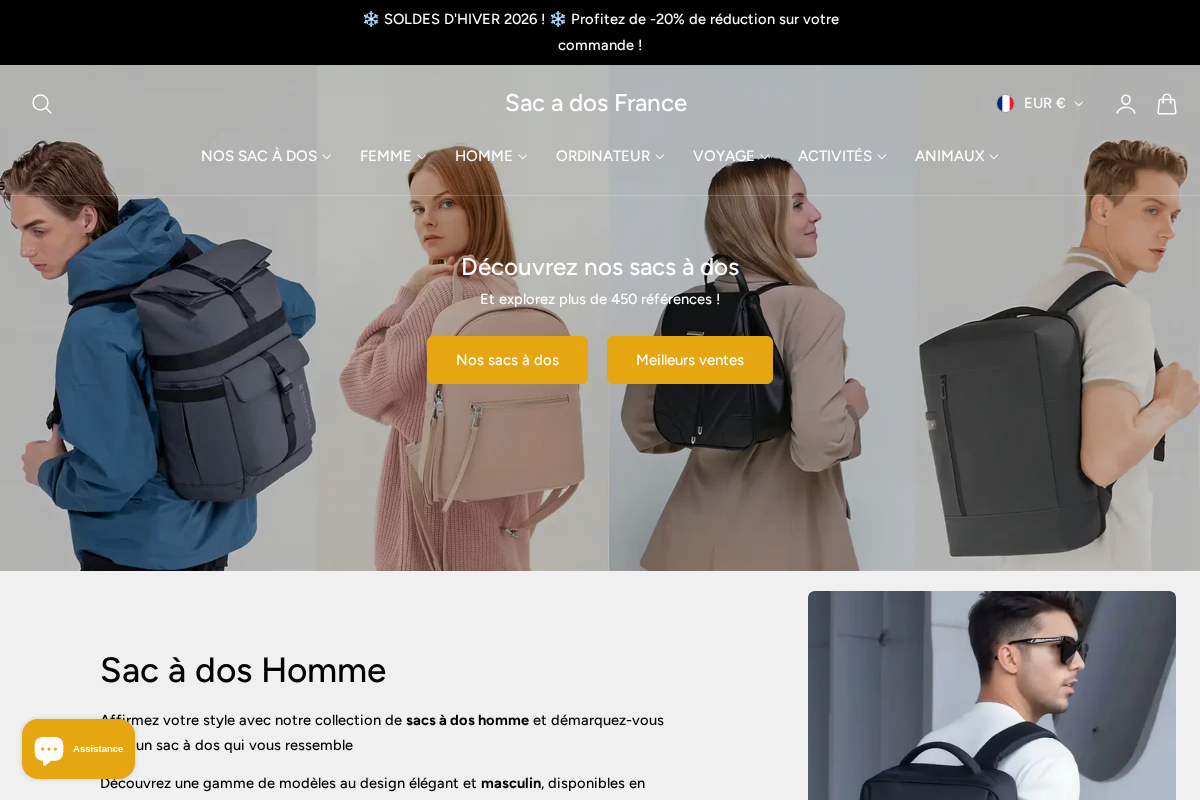 Sac A Dos France homepage screenshot