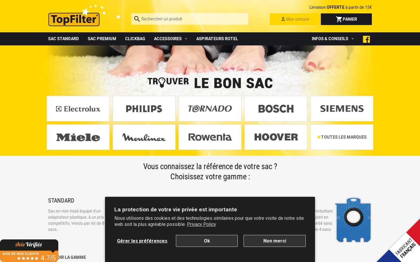 sacaspi-topfilter.com homepage screenshot