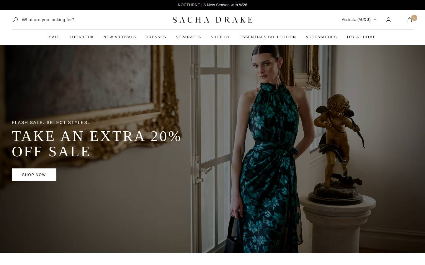 Sacha Drake - Fashion Boutique Brisbane homepage screenshot