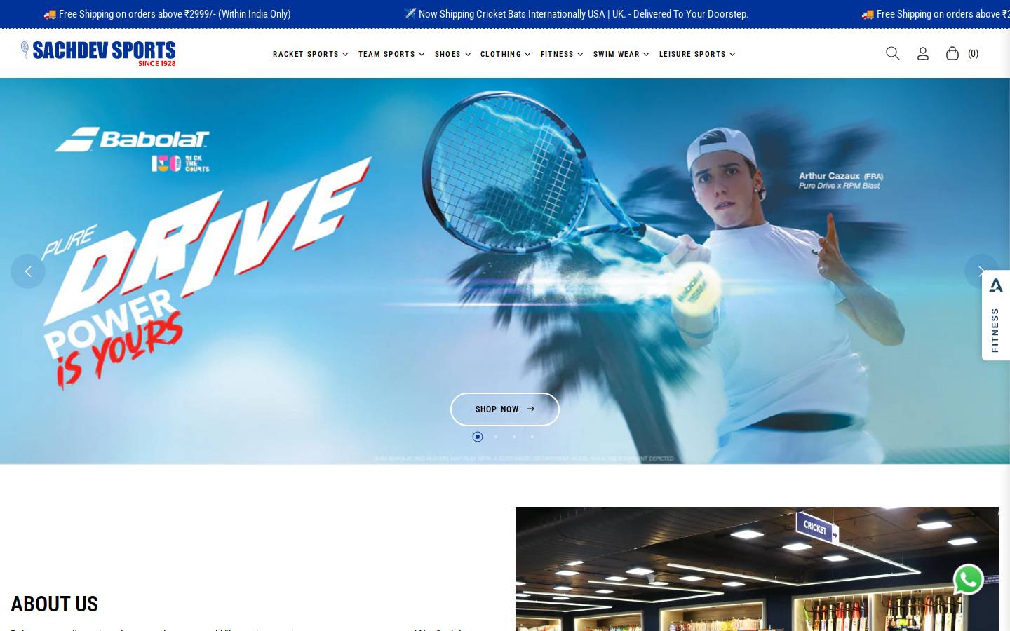 sachdevsports.com homepage screenshot