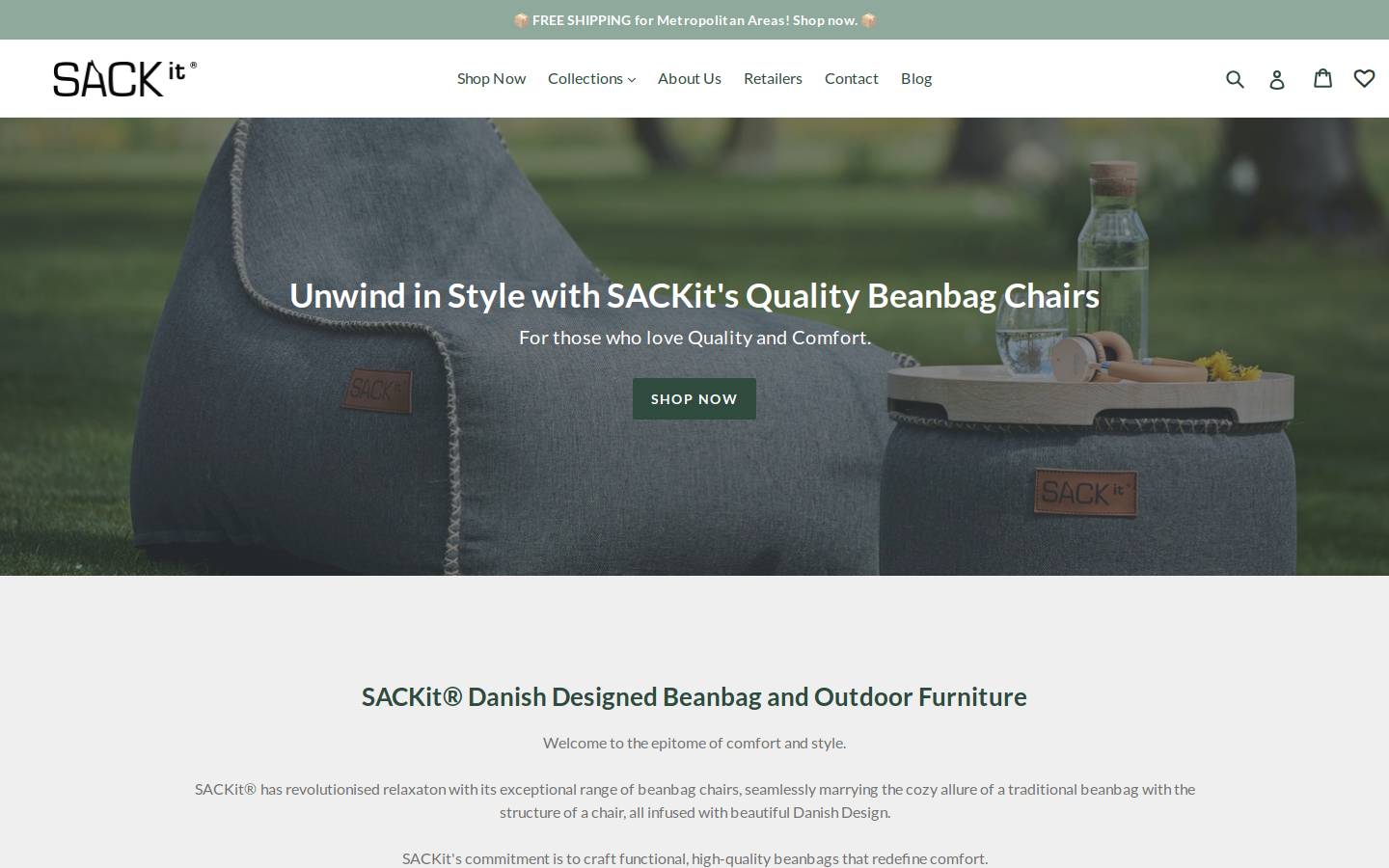 Sackit homepage screenshot