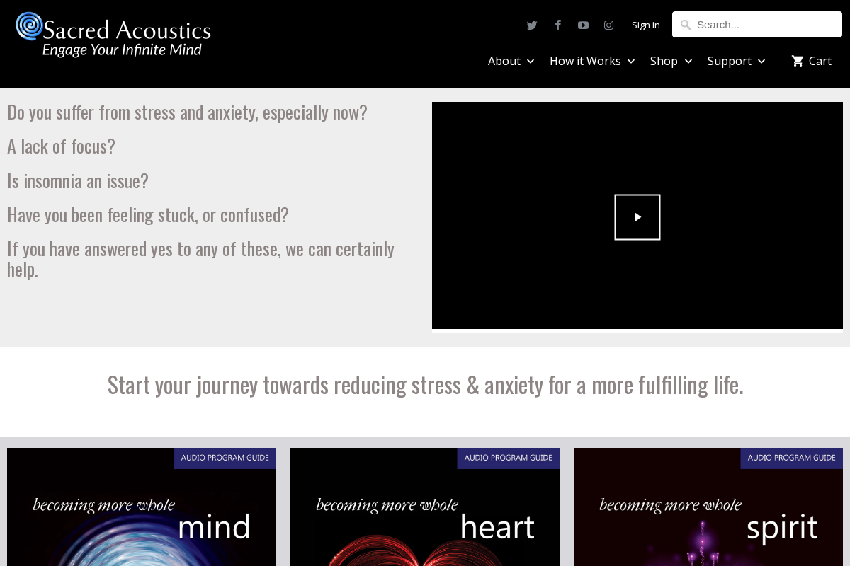Sacred Acoustics homepage screenshot