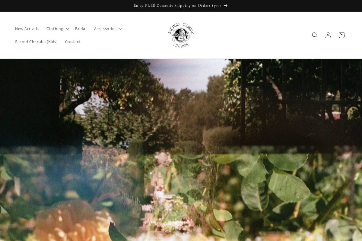 sacredgardenvintage.com homepage screenshot