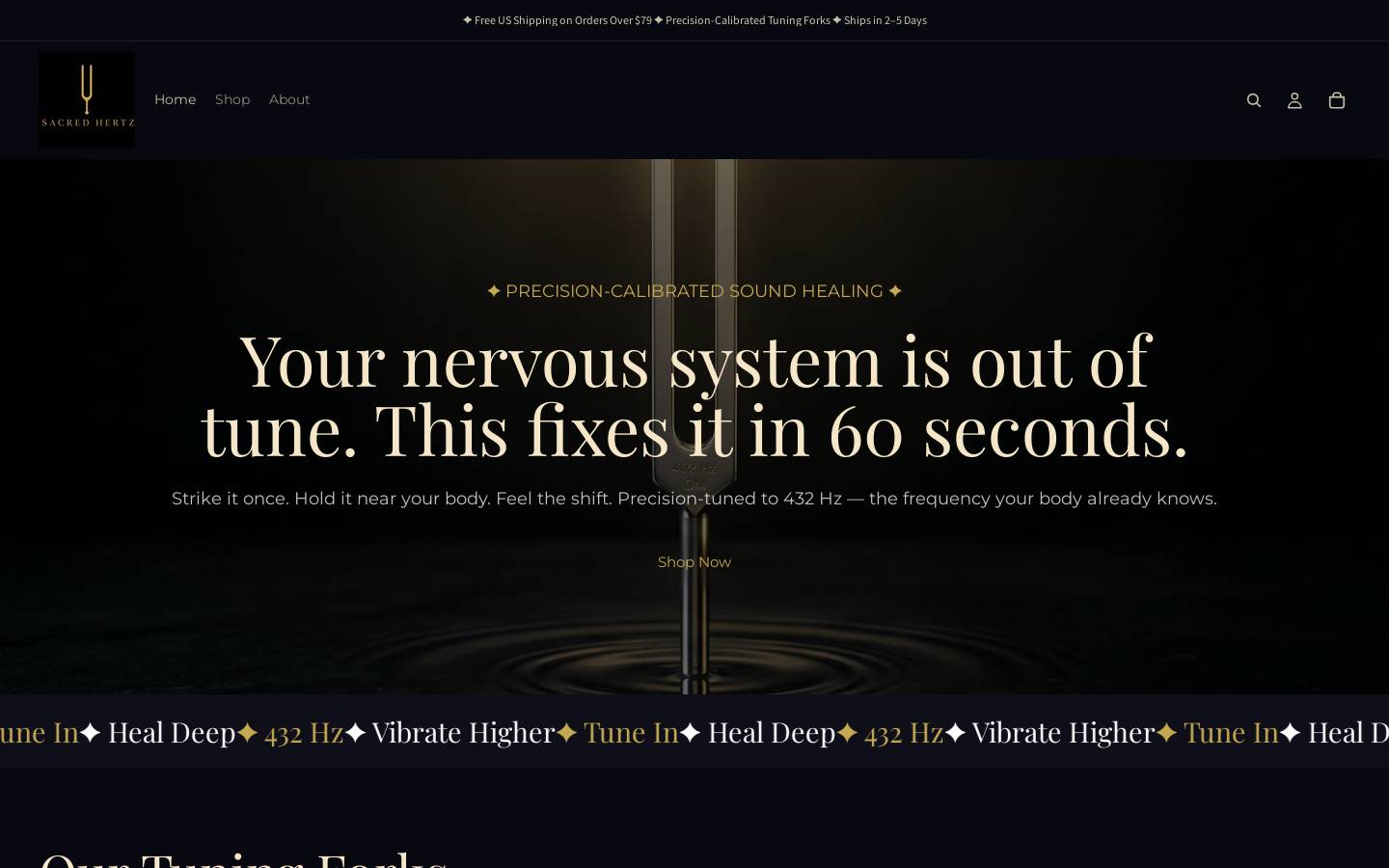 sacredhertz.com homepage screenshot