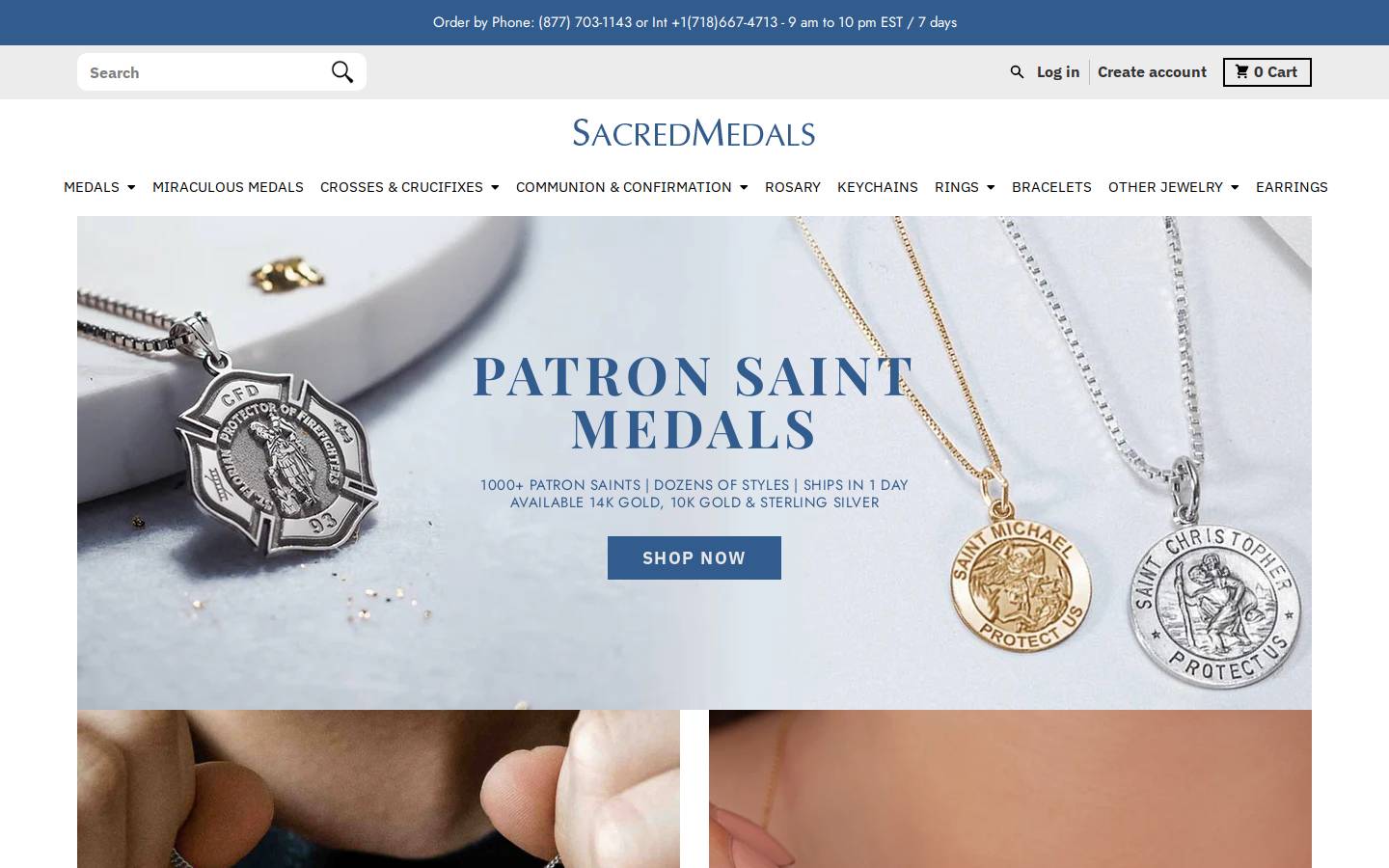 sacredmedals.com homepage screenshot