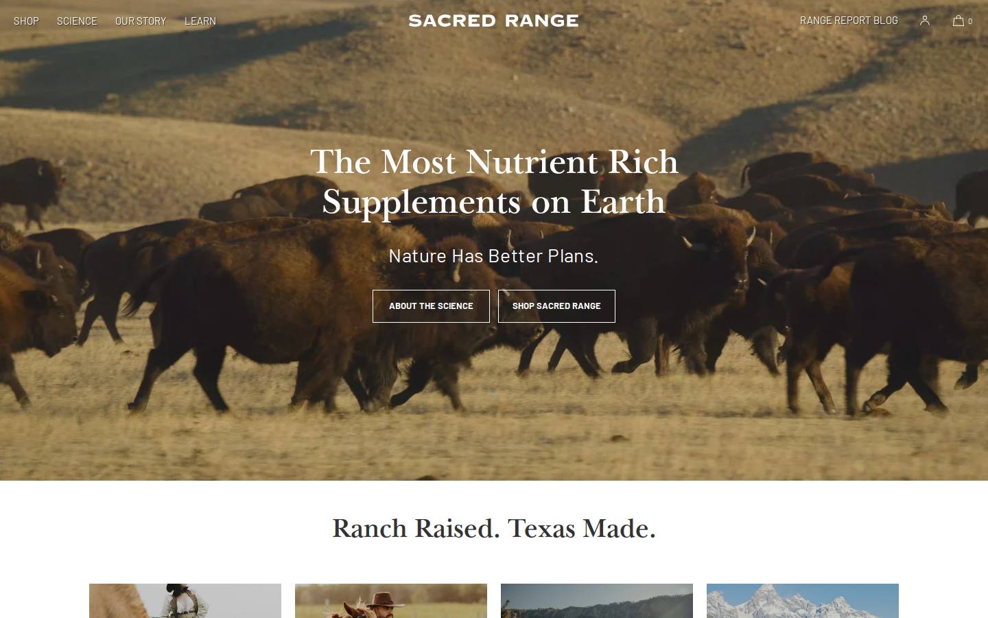 sacredrange.com homepage screenshot