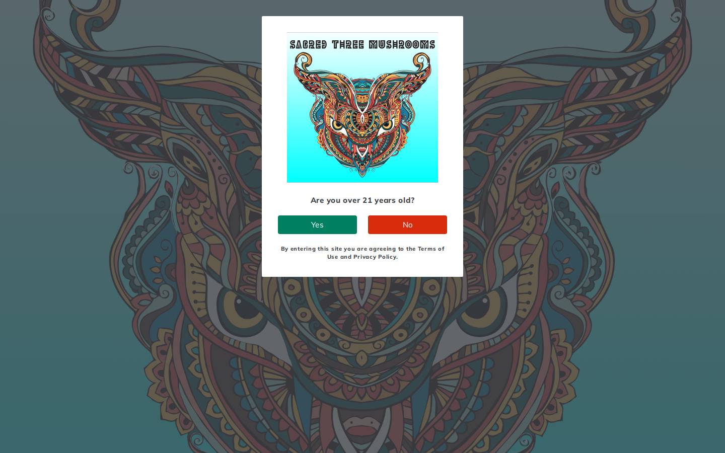 sacredthreemushrooms.com homepage screenshot