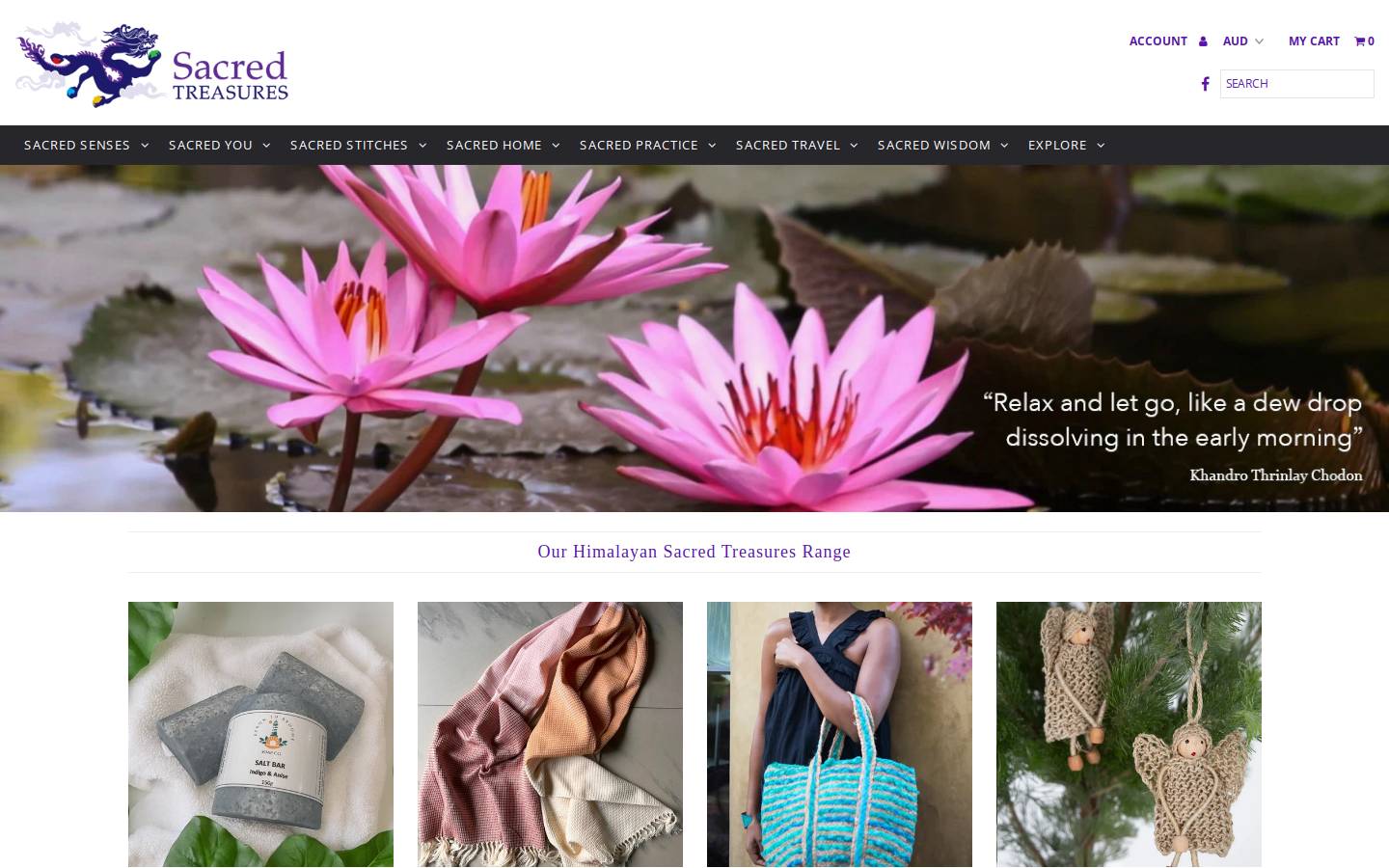sacredtreasures.com.au homepage screenshot