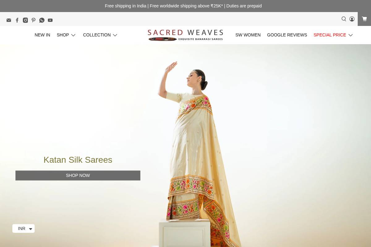 Sacred Weaves homepage screenshot