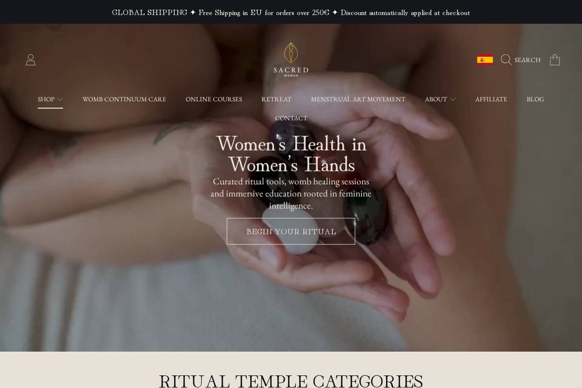 sacredwoman.com homepage screenshot