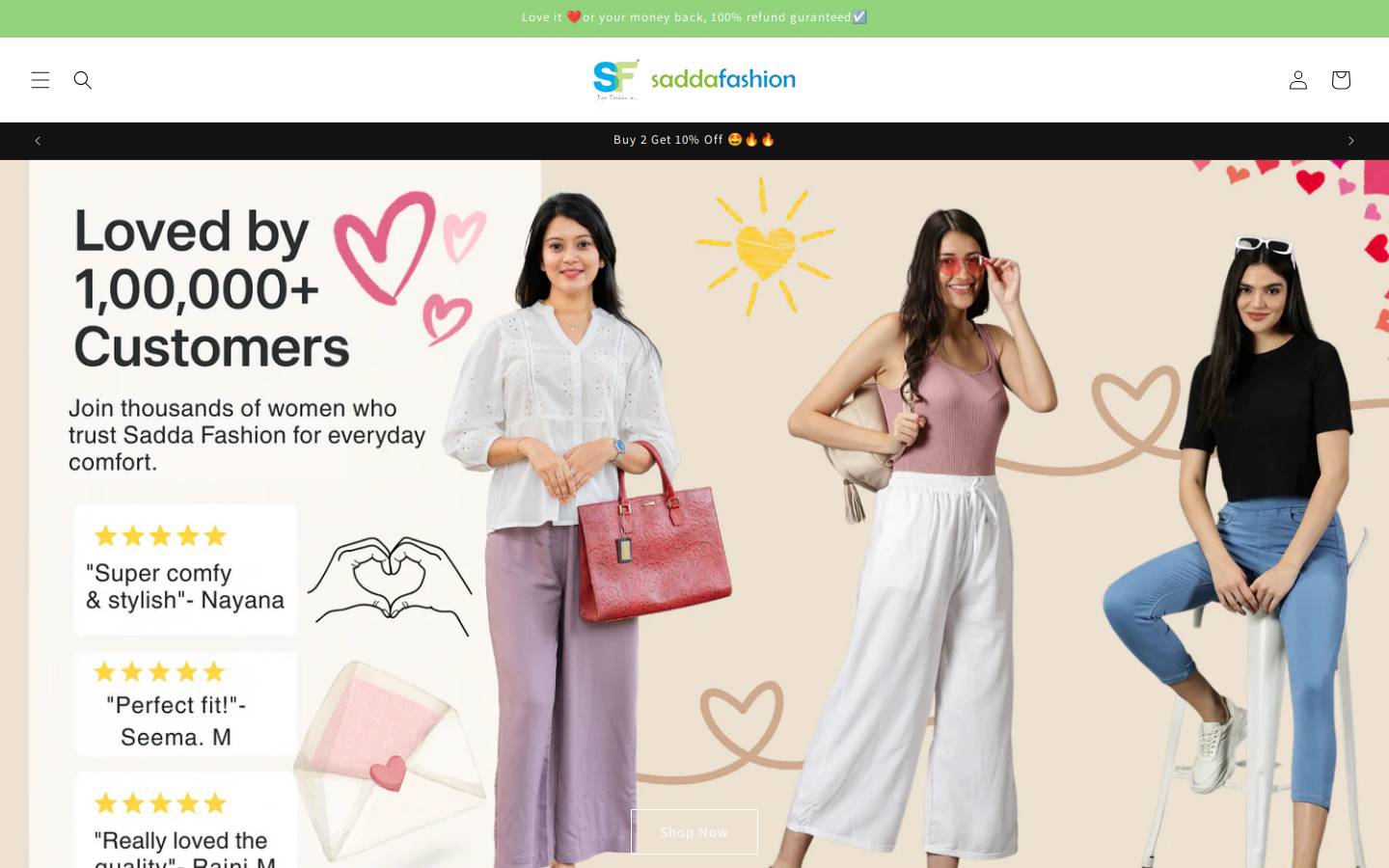 saddafashion.com homepage screenshot