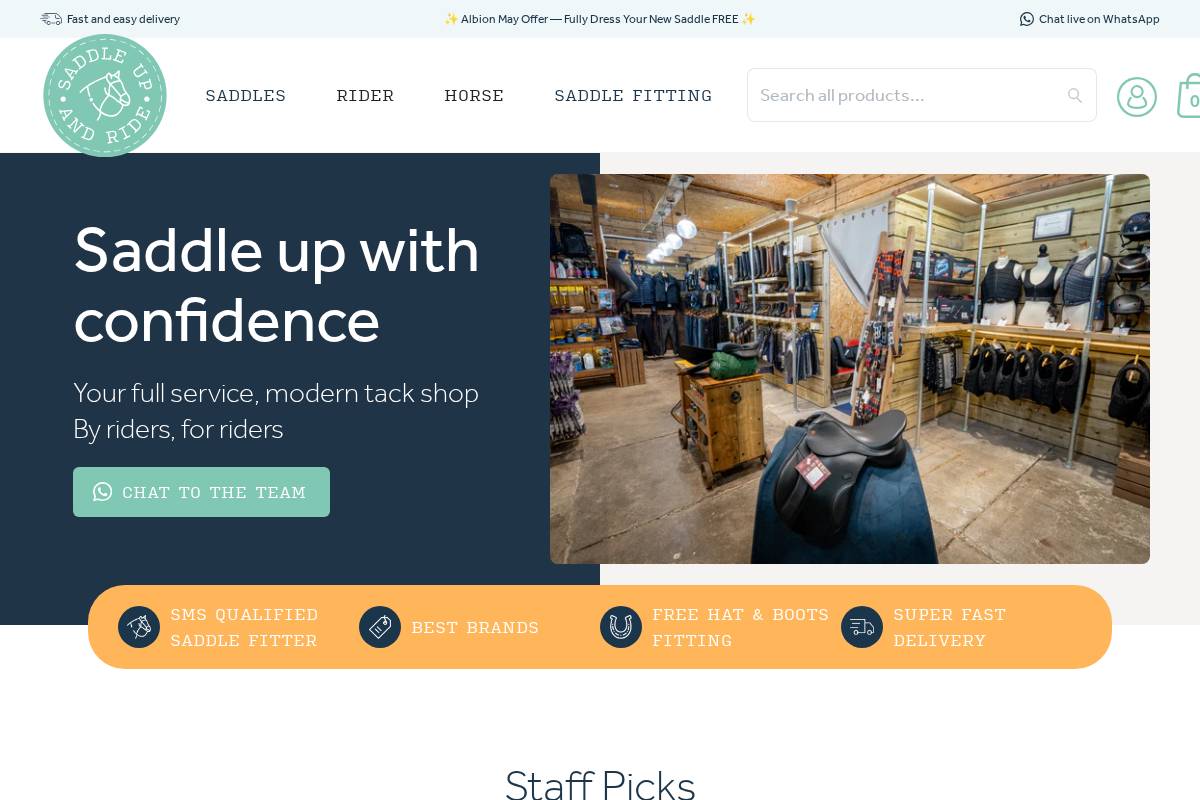 saddleup-andride.com homepage screenshot