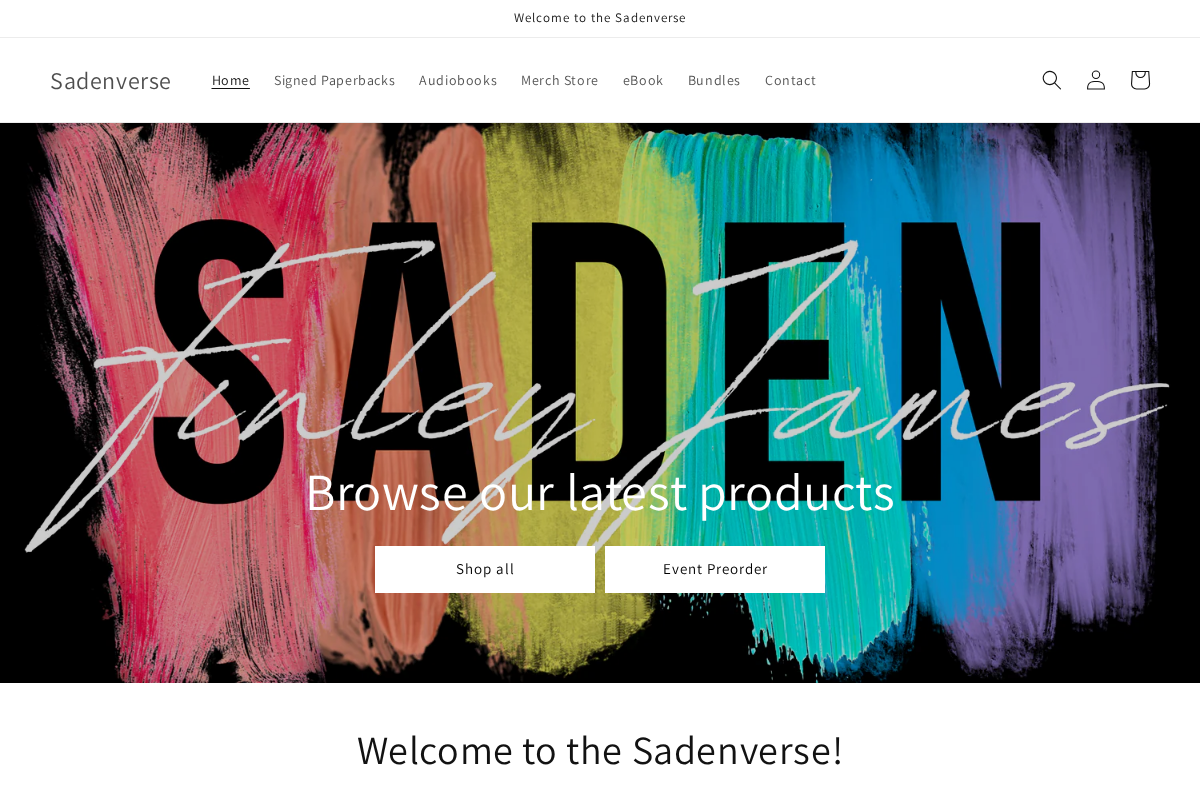 sadenverseshop.com homepage screenshot