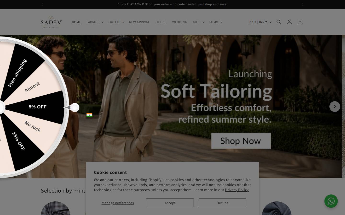 sadevfabric.com homepage screenshot