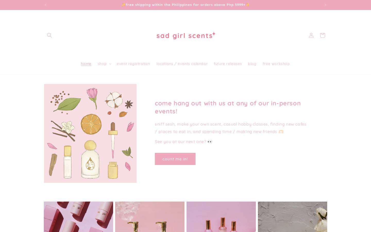 sadgirlscents.com homepage screenshot
