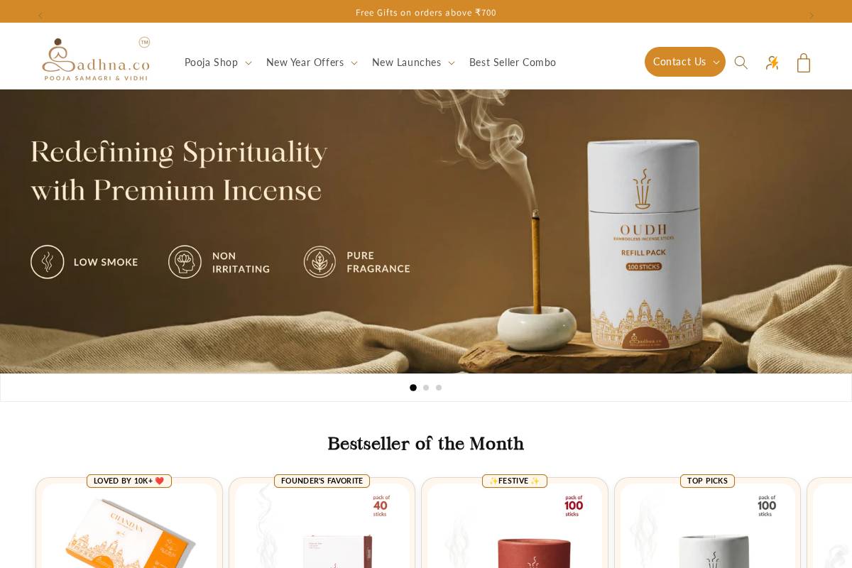 sadhna.co homepage screenshot