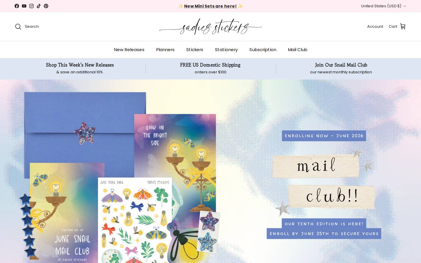 sadiessticker.com homepage screenshot