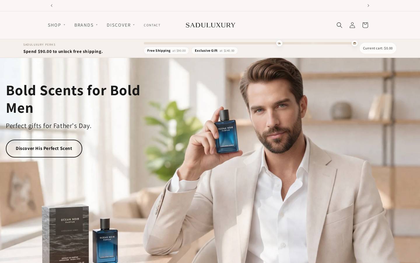 saduluxury.com homepage screenshot