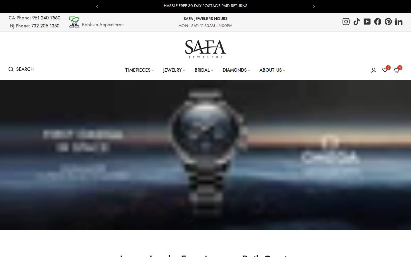 safajewelers.com homepage screenshot