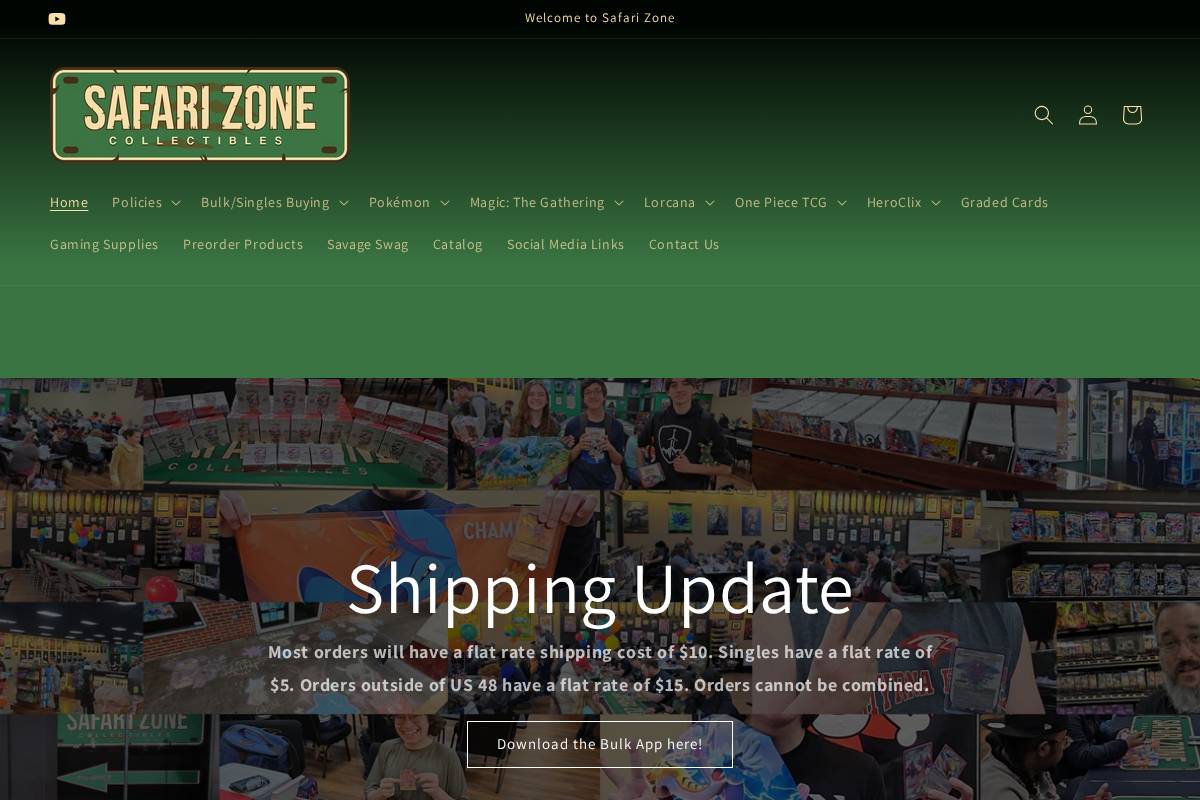 Safari Zone homepage screenshot