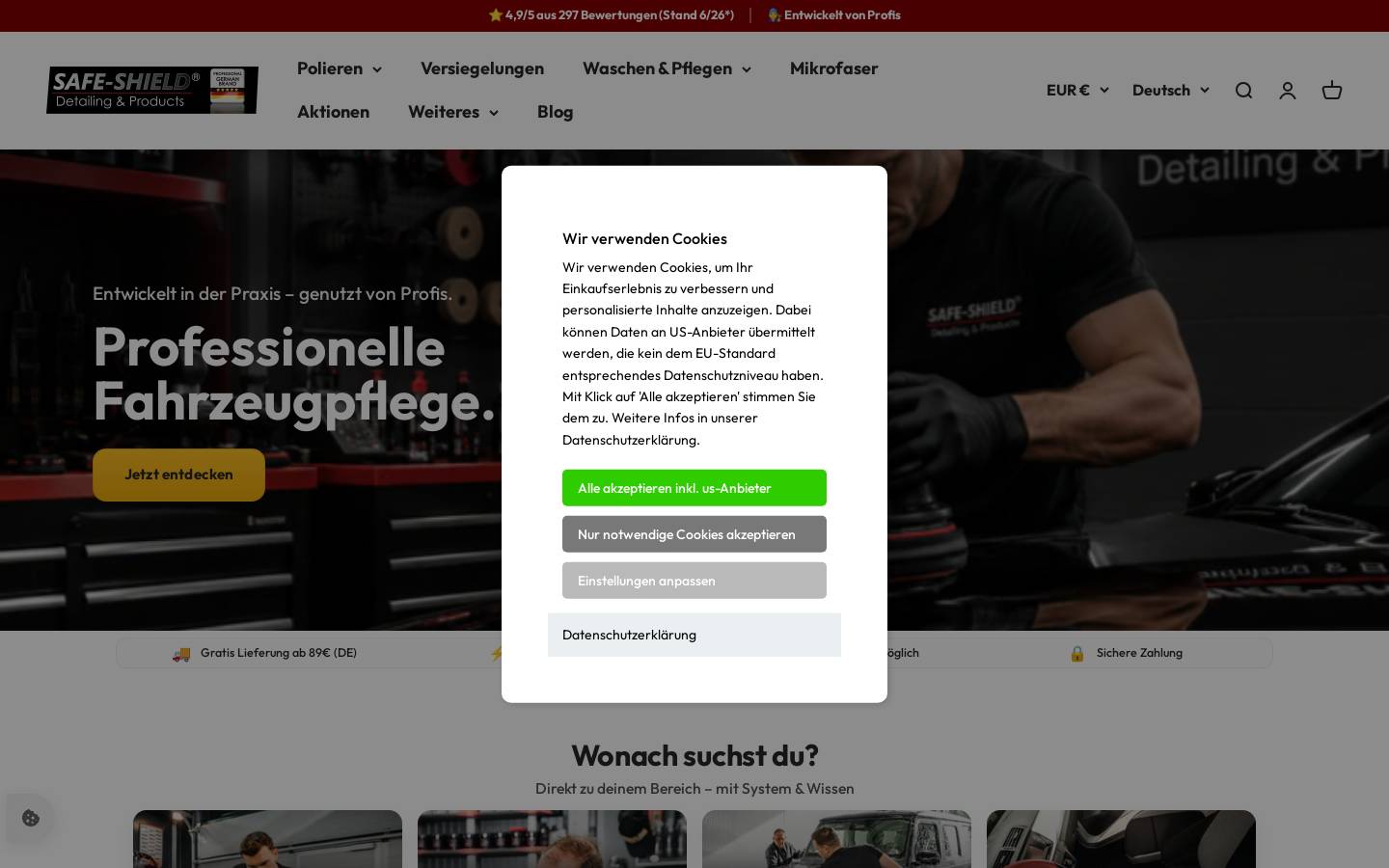 Safe Shield homepage screenshot